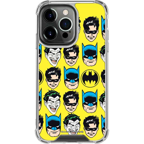 DC Comics Batman Vintage Character Pattern - Joker and Robin iPhone 14 Pro Clear Case